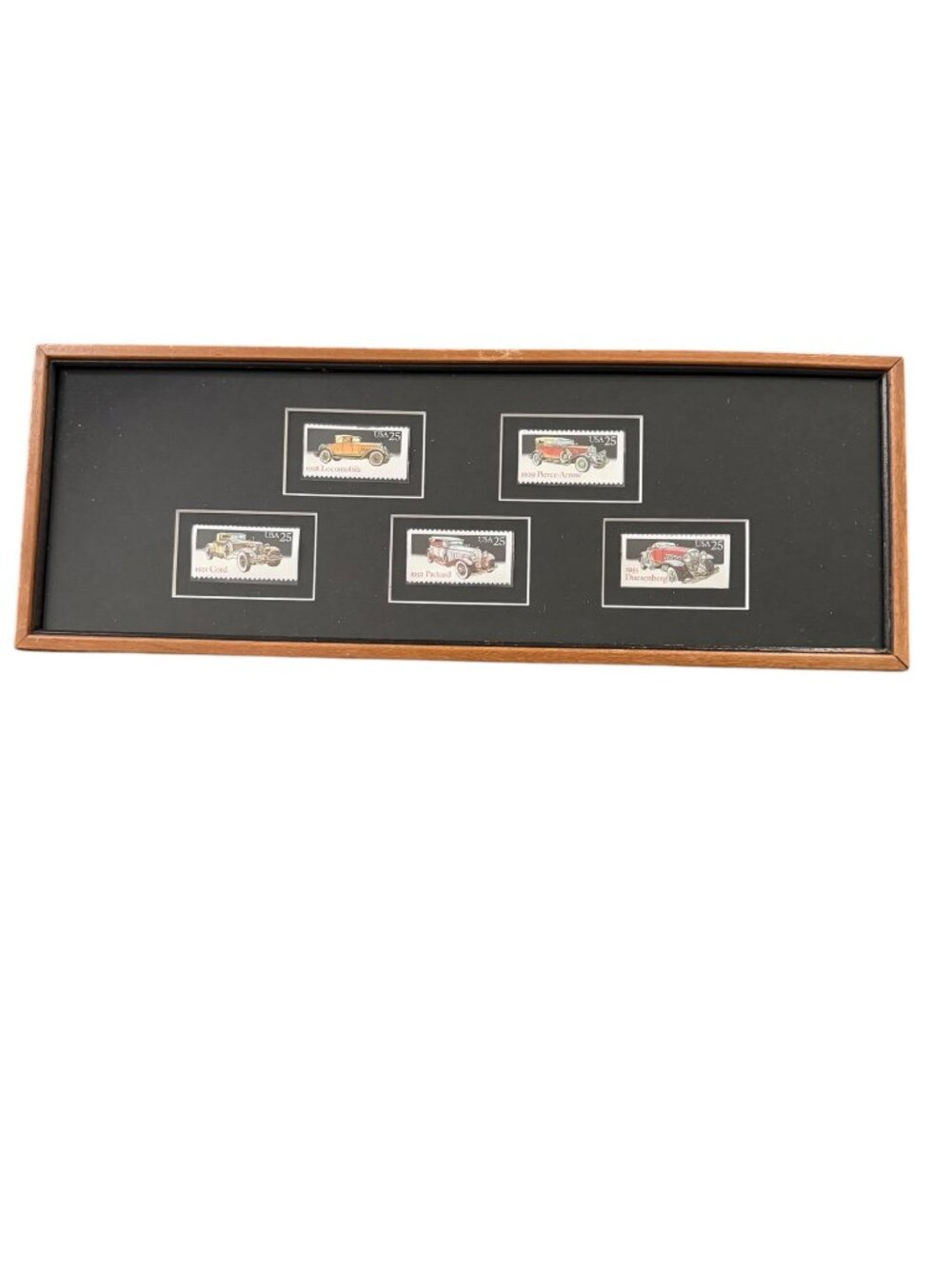 Vintage 1988 USPS Classic Cars Framed Stamp Set Packard Duesenberg Cord 14"